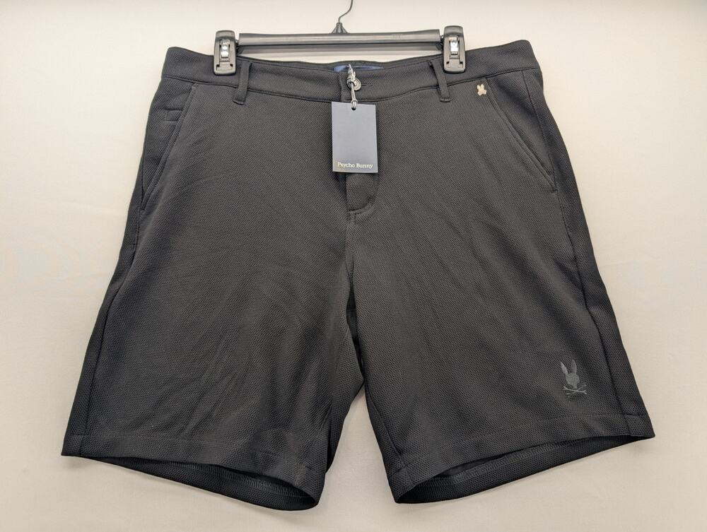 NWT Psycho Bunny Men's Shiro Knit Honeycomb Short 8 1/2" in Black size 34